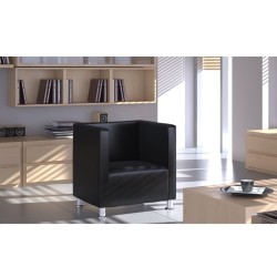 Fauteuil cube en similicuir noir 
