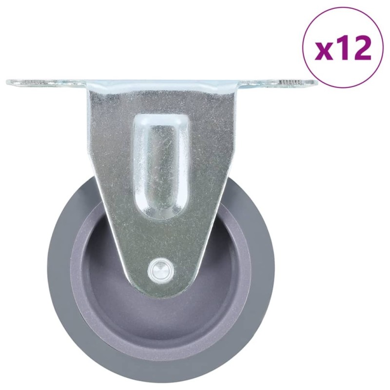 12 pcs Roulettes fixes 75 mm 