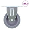 12 pcs Roulettes fixes 75 mm 