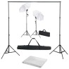 Kit de studio photo avec toile de fond lampes et parapluies 