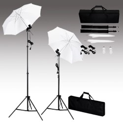 Kit de studio photo avec toile de fond lampes et parapluies 
