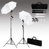 Kit de studio photo avec toile de fond lampes et parapluies 