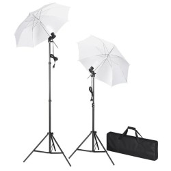 Kit de studio photo avec toile de fond lampes et parapluies 