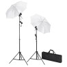 Kit de studio photo avec toile de fond lampes et parapluies 