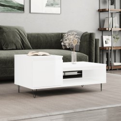 Table basse Blanc brillant 100x50x45 cm Bois d'ingénierie 