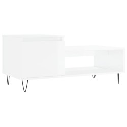 Table basse Blanc brillant 100x50x45 cm Bois d'ingénierie 