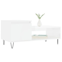 Table basse Blanc brillant 100x50x45 cm Bois d'ingénierie 