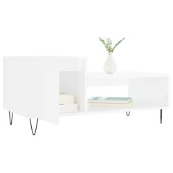 Table basse Blanc brillant 100x50x45 cm Bois d'ingénierie 