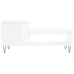 Table basse Blanc brillant 100x50x45 cm Bois d'ingénierie 