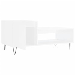 Table basse Blanc brillant 100x50x45 cm Bois d'ingénierie 