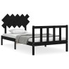 Cadre de lit sans matelas noir 100x200 cm bois massif de pin 
