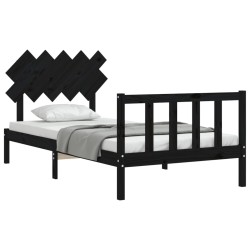 Cadre de lit sans matelas noir 100x200 cm bois massif de pin 
