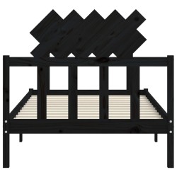Cadre de lit sans matelas noir 100x200 cm bois massif de pin 
