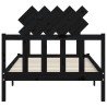 Cadre de lit sans matelas noir 100x200 cm bois massif de pin 