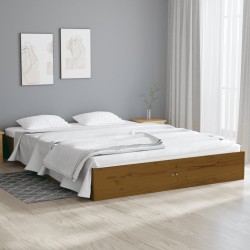 Cadre de lit sans matelas marron miel bois massif 120x190 cm 