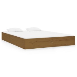 Cadre de lit sans matelas marron miel bois massif 120x190 cm 