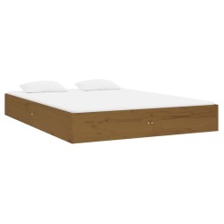 Cadre de lit sans matelas marron miel bois massif 120x190 cm 