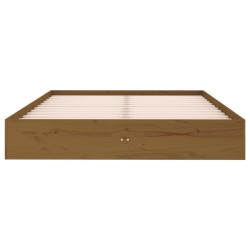 Cadre de lit sans matelas marron miel bois massif 120x190 cm 