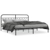 Cadre de lit métal sans matelas avec tête de lit noir 200x200cm 