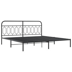 Cadre de lit métal sans matelas avec tête de lit noir 200x200cm 