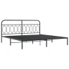 Cadre de lit métal sans matelas avec tête de lit noir 200x200cm 