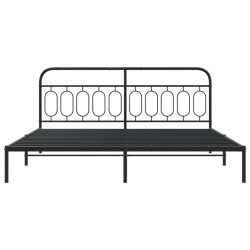 Cadre de lit métal sans matelas avec tête de lit noir 200x200cm 