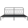 Cadre de lit métal sans matelas avec tête de lit noir 200x200cm 