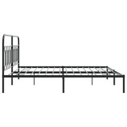 Cadre de lit métal sans matelas avec tête de lit noir 200x200cm 