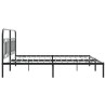 Cadre de lit métal sans matelas avec tête de lit noir 200x200cm 
