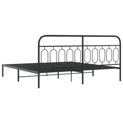 Cadre de lit métal sans matelas avec tête de lit noir 200x200cm 