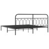 Cadre de lit métal sans matelas avec tête de lit noir 200x200cm 