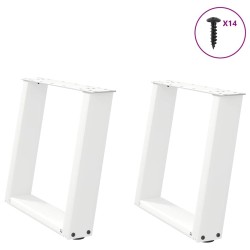 Pieds de table basse en U, 2 pièces, blanc, 50 x (42-43) cm, acier 