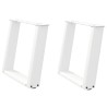 Pieds de table basse en U, 2 pièces, blanc, 50 x (42-43) cm, acier 