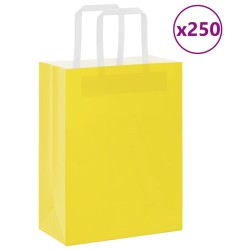 Sacs en papier 250 pcs avec poignées jaune 21x11x28 cm 