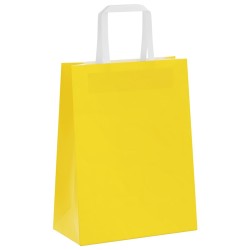Sacs en papier 250 pcs avec poignées jaune 21x11x28 cm 
