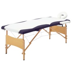 Table de massage pliable 2 zones Bois Blanc et violet 