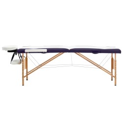 Table de massage pliable 2 zones Bois Blanc et violet 