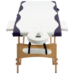 Table de massage pliable 2 zones Bois Blanc et violet 