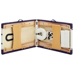 Table de massage pliable 2 zones Bois Blanc et violet 