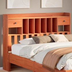 Tête de lit avec rangement cire marron 150cm bois massif de pin 