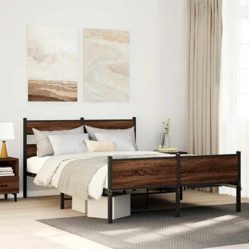 Cadre de lit sans matelas chêne marron 150x200 cm 