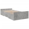 Cadre de lit avec tiroirs sans matelas gris béton 90x190 cm 
