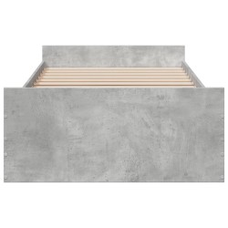 Cadre de lit avec tiroirs sans matelas gris béton 90x190 cm 