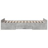 Cadre de lit avec tiroirs sans matelas gris béton 90x190 cm 