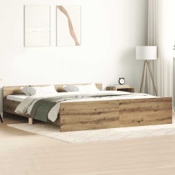 Cadre de lit sans matelas chêne artisanal 160x200 cm 