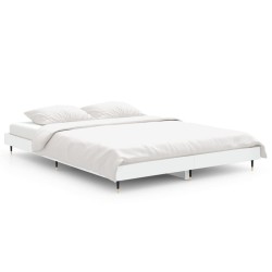 Cadre de lit sans matelas blanc 135x190 cm bois d'ingénierie 