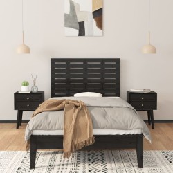 Tête de lit murale Noir 81x3x63 cm Bois massif de pin 