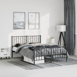 Cadre de lit métal sans matelas avec pied de lit noir 193x203cm 