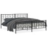 Cadre de lit métal sans matelas avec pied de lit noir 193x203cm 