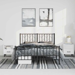 Cadre de lit métal sans matelas avec pied de lit noir 193x203cm 